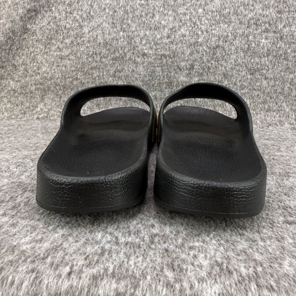 ✅Mens 14 Adidas Adilette Comfort Slides Sandals Lightweight Black/Gold 3-Stripe - Picture 8 of 13